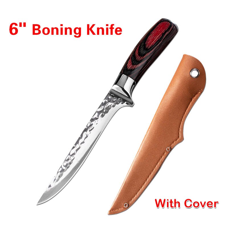 Kitchen Knife Boning Chef Knives Sharp Stainless Steel Japanese 5CR15 High Carbon Cooking Tools Cleaver Knife: Style A with cover