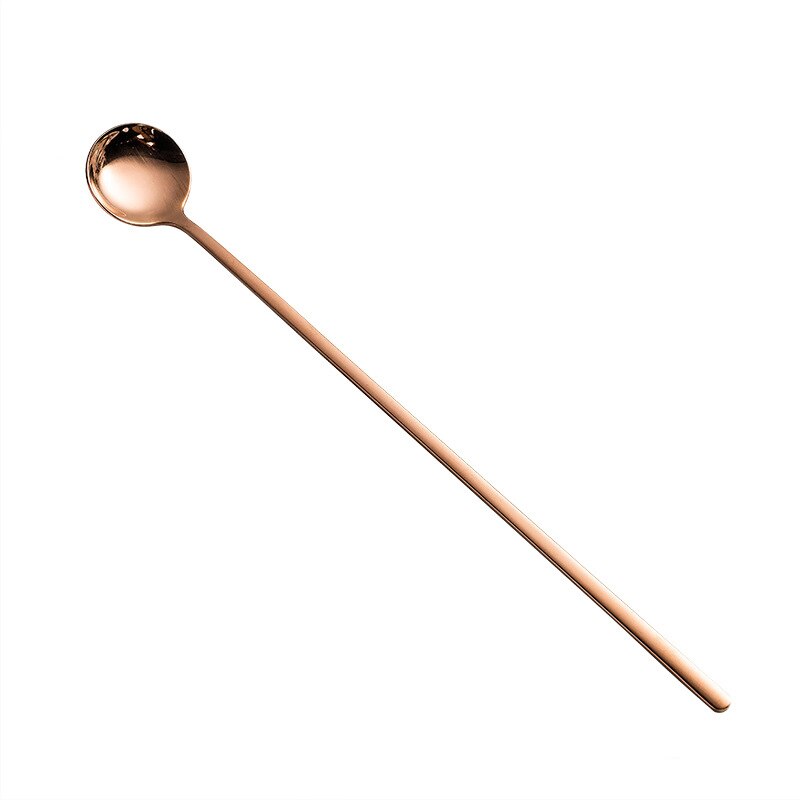 Kleurrijke Ijs Lepel Koffie Lepel Thee Cafe Scoop Lange Steel Lepels Servies Bestek Koffie Drinken Gereedschap Keuken 1Pc: rose gold