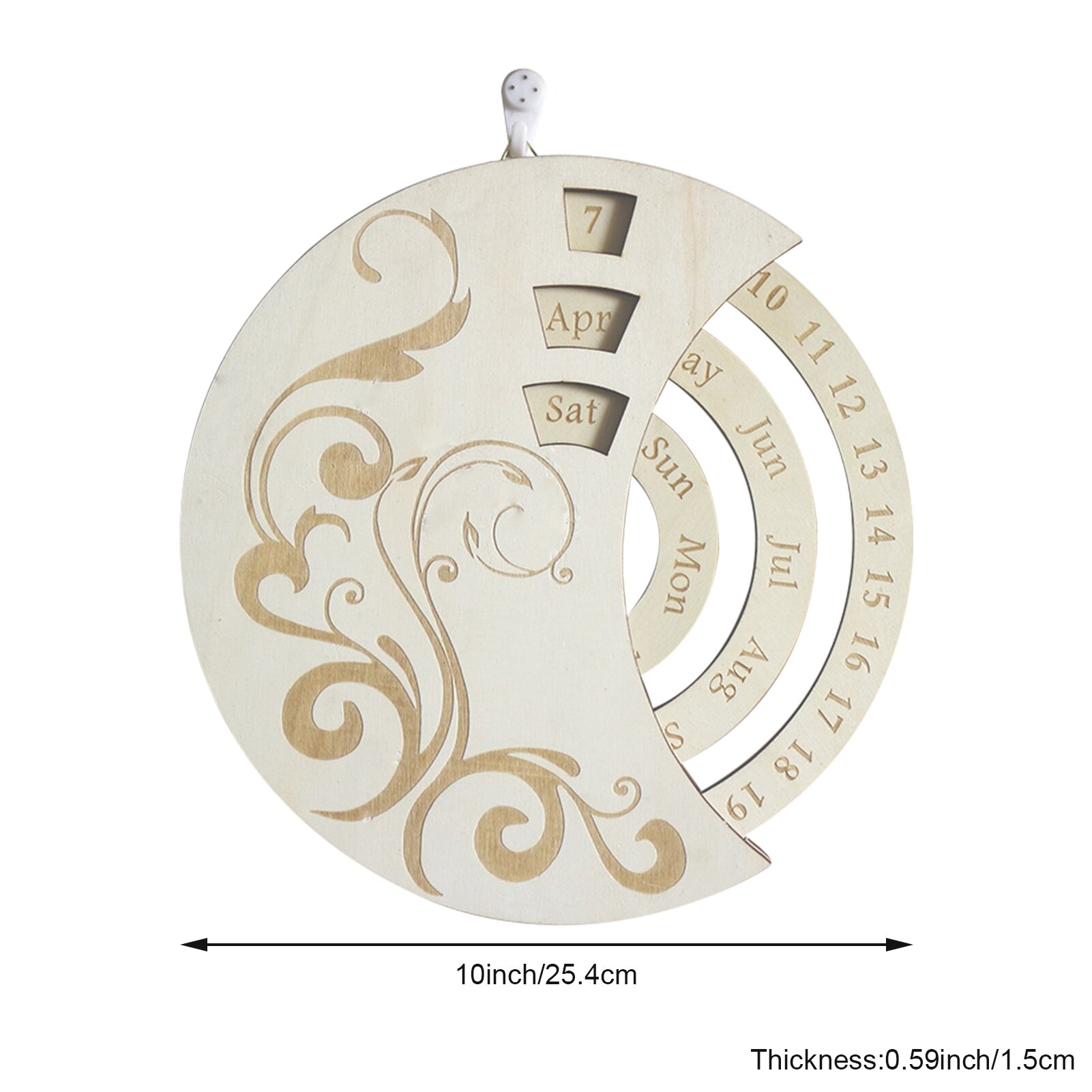 Recyclable And Safe Wooden Calendar Wall Hanging Exquisite Unique Clock Ornament With Hook For Living Room Bedroom Decoration