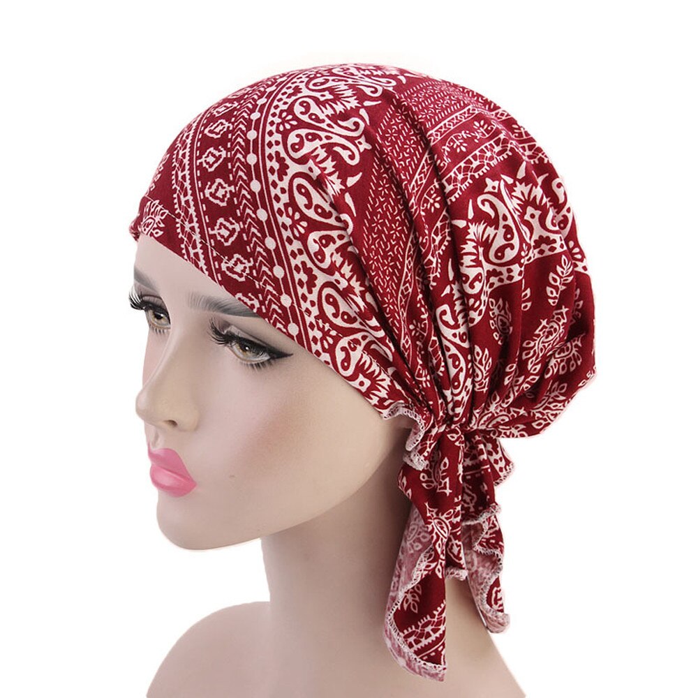 Moslim Vrouwen Hijaabs Vrouwen Ruche Kanker Chemo Hoed Beanie Sjaal Tulband Head Wrap Cap D90417: E
