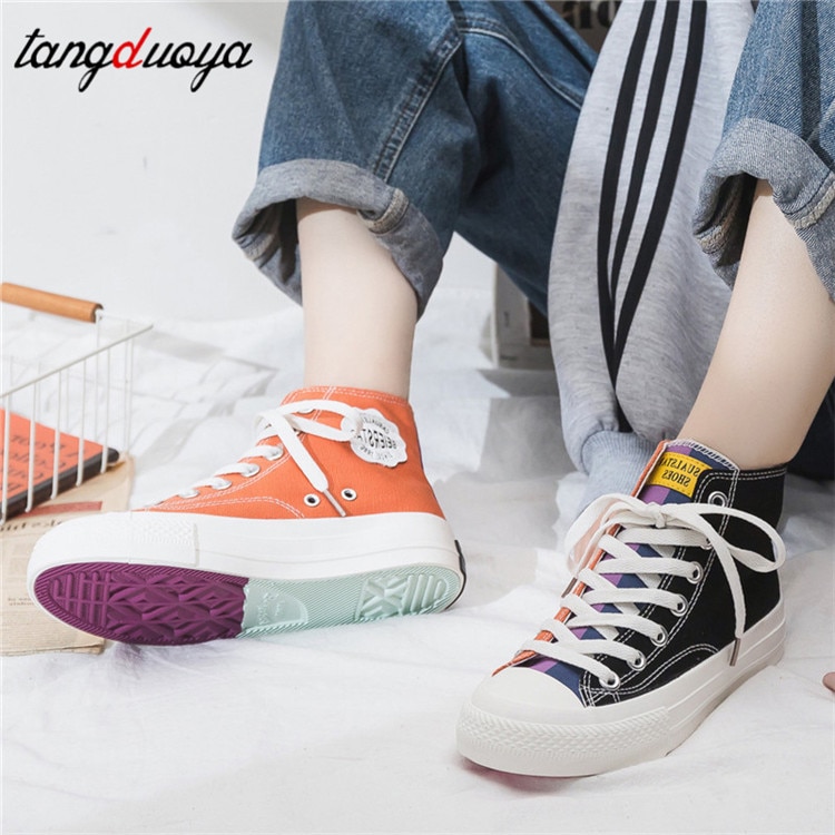 Dames canvas schoenen sneakers hoge veterschoenen dames casual schoenen skateboard schoenen dames
