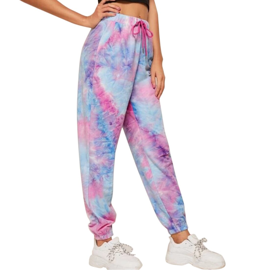 Tie Dye Streetwear Cargo Broek Vrouwen Preppy Stijl Meisje Outfits Hoge Waisted Straight Jogger Broek Gothic: 1 / S