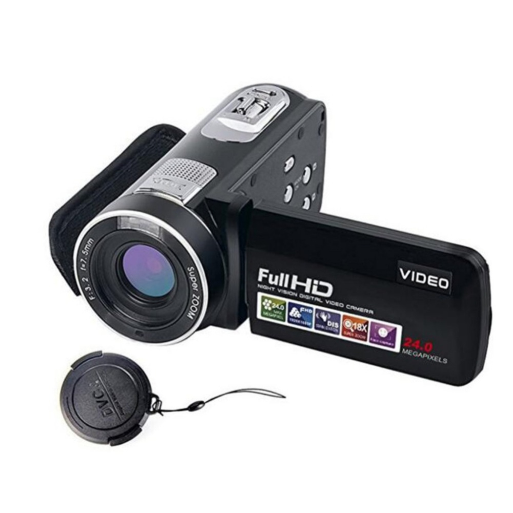 Anti-vibración 24MP 1080 HD función de detección de cara cámaras Digitais foto de cámara Digital cámara videocámara Video CMOS Micro Cámara: Black