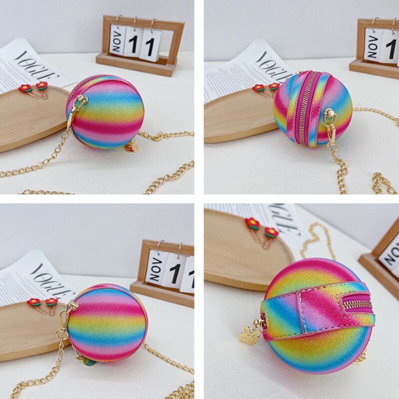 Leuke Kids Rainbow Portemonnees En Handtassen Meisje Mini Basketbal Crossbody Tas Kawaii Baby Coin Pouch Peuter Portemonnee