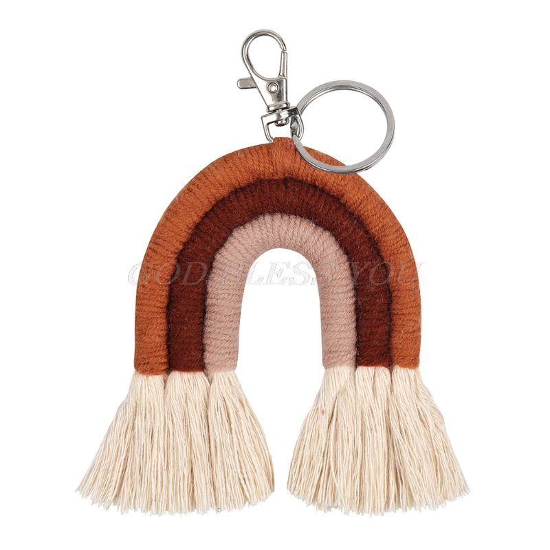 Vævning regnbue nøgleringe til kvinder boho håndlavet nøgleholder nøglering macrame taske charme bil hængende smykker: Tast 47