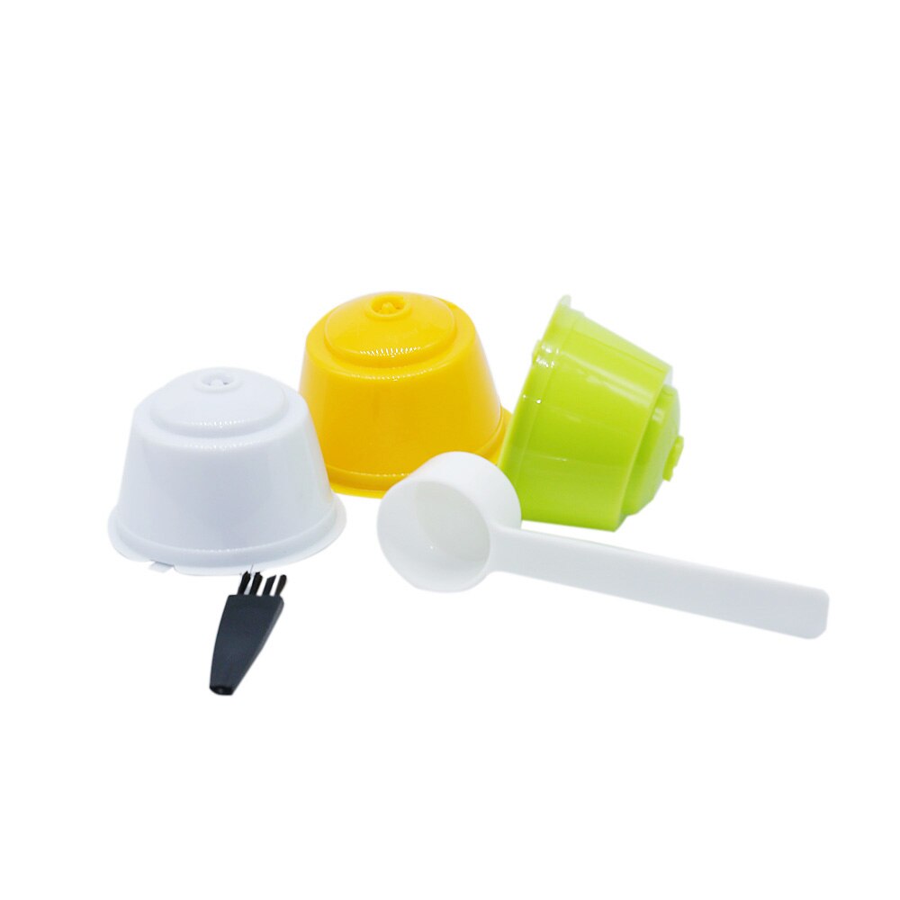 Wiederverwendbare Kaffee Kapsel Filter Tasse Edelstahl Metall Kapsel für Nescafe Dolce Gusto Nachfüllbare Kappen Löffel Pinsel Filter: 3Stck Plastik mischen