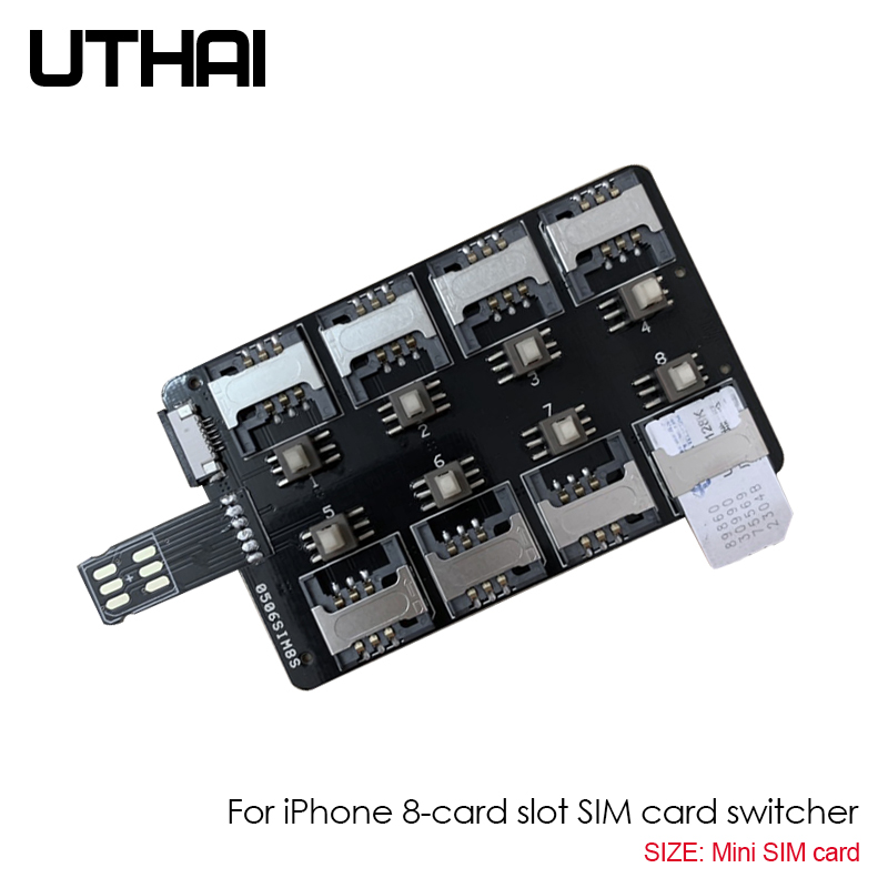 UTHAI T13 12-Card Slot SIM Card Adapter Multi SIM Card Reader For iPhone Android Mini SIM Nano Sim Card Free Restart Switcher