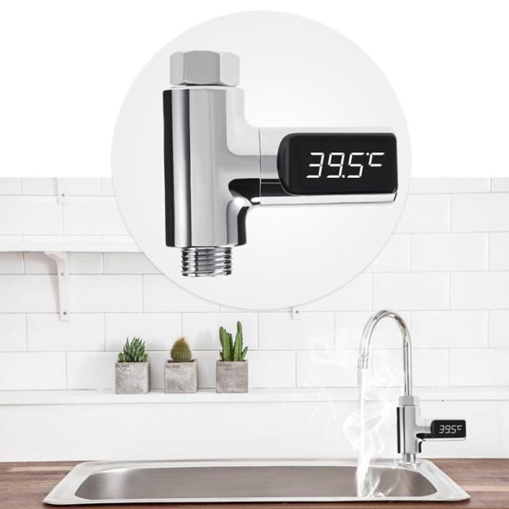 Thermomètre de douche à mécanisme d&#39;autoproduction d&#39;électricité,moniteur de température d&#39;eau, compteur d&#39;énergie intelligent à affichage LED