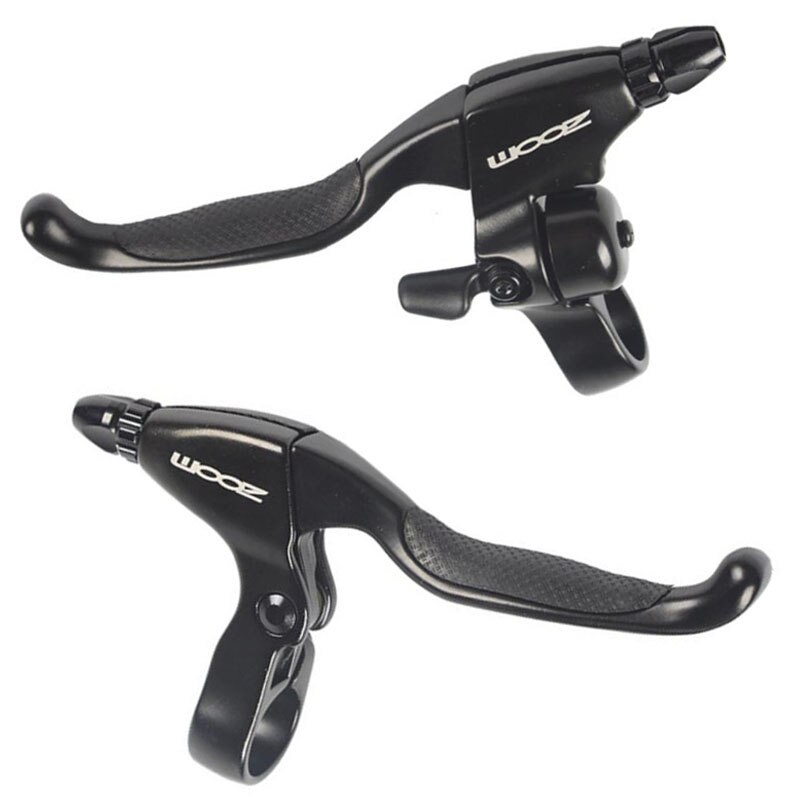 Zoom Mtb Racefiets Rem Hevels Set Zwarte Fiets Handvat 2-Vinger Links & Rechts Remhendel Met Bel V-Brake Aluminium: 1pair with bell