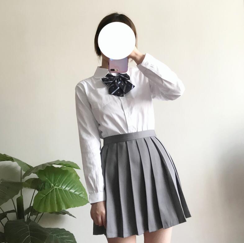 Japanese sailor suit long-sleeved school uniform student wear class Japanese JK uniform shirt skirt bow coat three / set JK004