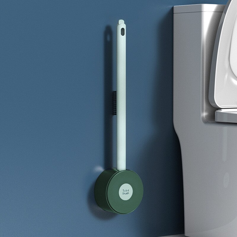 Silikon Wc Pinsel Startseite Wc Sauberen Pinsel Zauberstab Montiert Wc Reinigung Werkzeuge Mit 2 Bürsten WC Schlecht Zubehör: Grün