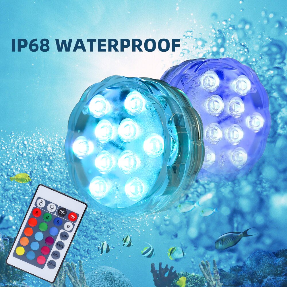 16 Corols LED Submersible Light For Garden Swimming Pool Battery Operaqted RGB IR Remote Controlled