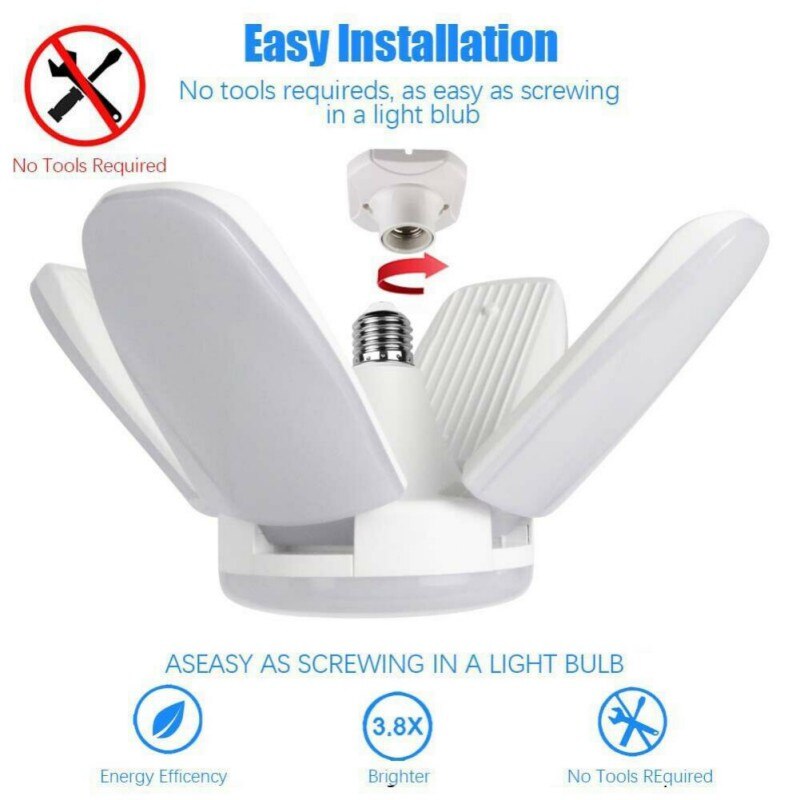Folding LED Lamp 60W E27 Garage Work Lights Household Practical Durable Energy Saving Home Lamp для дома。。