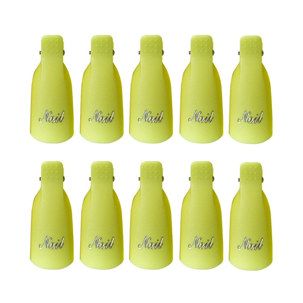 10pcs Foot Nail Polish Remover Plastic Toenail Clipper UV Gel Nail Tips Tool Resurrection Clip Cap for Women: Yellow