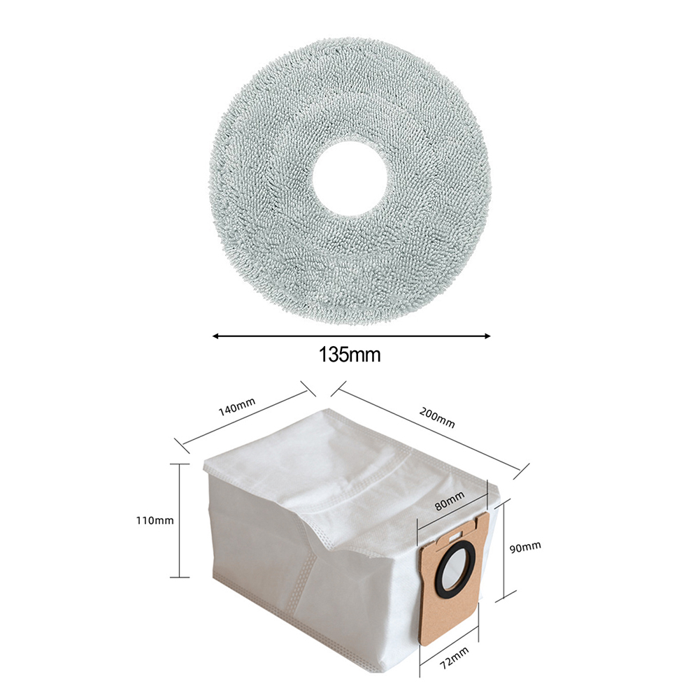For JONR P20 PRO Vacuum Accessories Parts：Mop Cloth Dust Bag Side Brush Cleaning Accessories Set