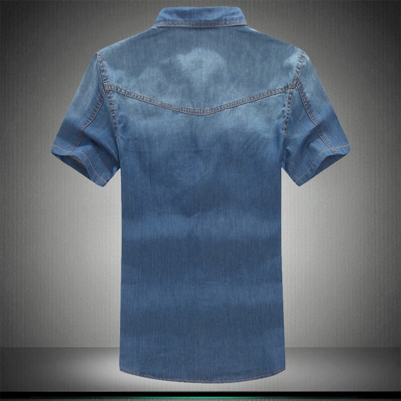 Plus asiatisk størrelse l -5xl 6xl 7xl 8xl 100%  denim bomuldsskjorte til mænd korte ærmer afslappet sommertøj