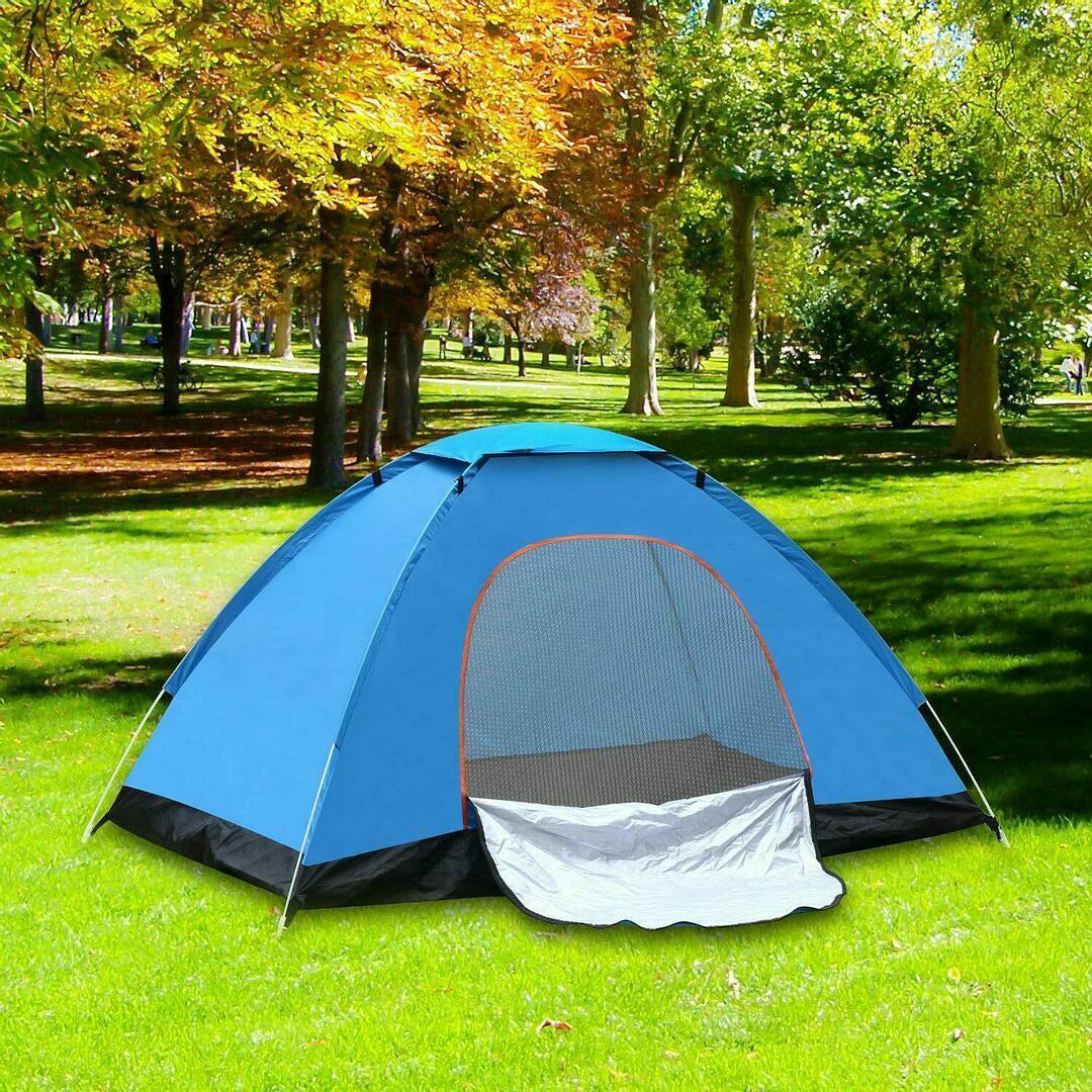 Outdoor Pop Up Tent Automatic Quick-Opening Tent 3-4 People Double Door Beach Camping Shelter Simple Tent Portable Waterproof