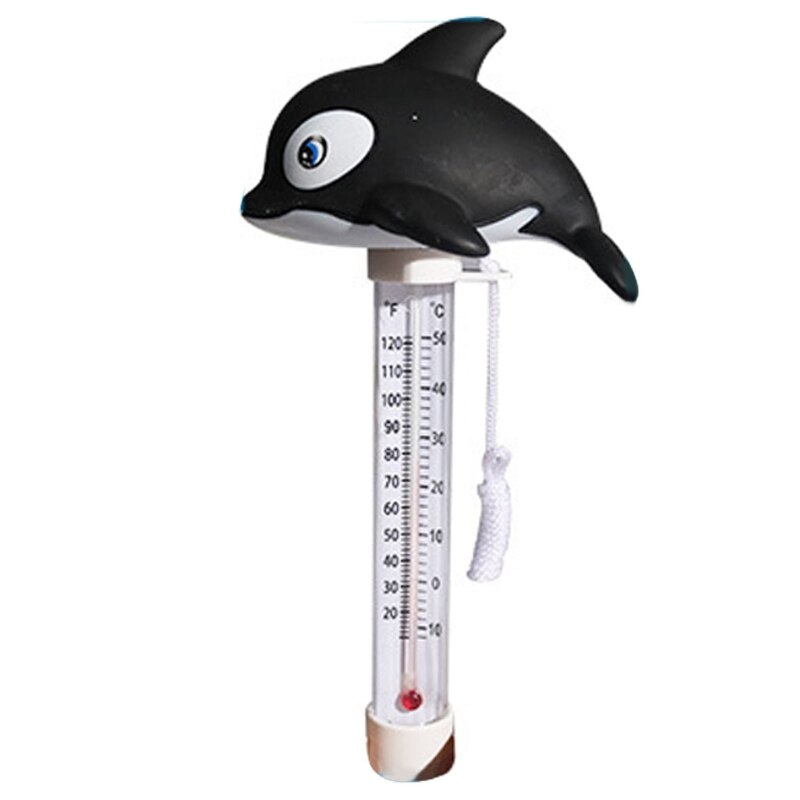 Cute Animal Shaped Floating Buoy Swimming Pool Thermometer SPA Tub Bath 124D: dolphin