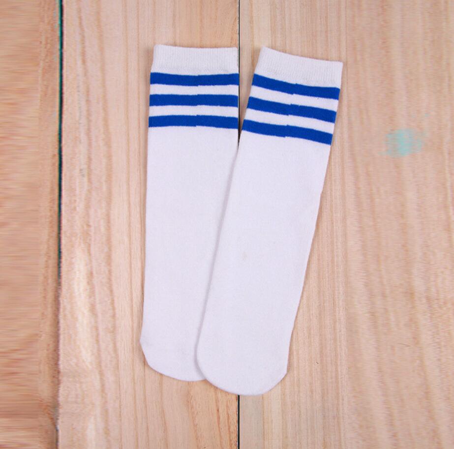 Kids Girs Boys Women Football Cotton Socks Stripe Soccer Sport Youth Socks Pair Stockings: blue stripe / 28cm 1-3 years