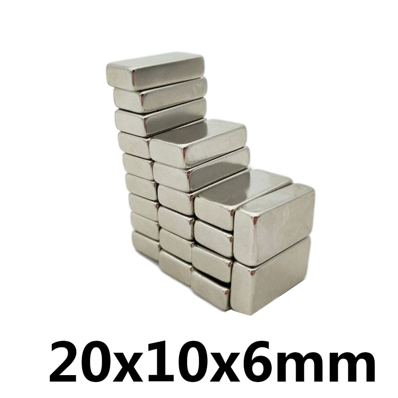 3 ~ 100 Pcs 20X10X6 Mm N35 Ndfeb Vierkante Super Sterke Neodymium Magneet Blok Permanente Magneten krachtige Magnetische Magneten 20*10*6 Mm