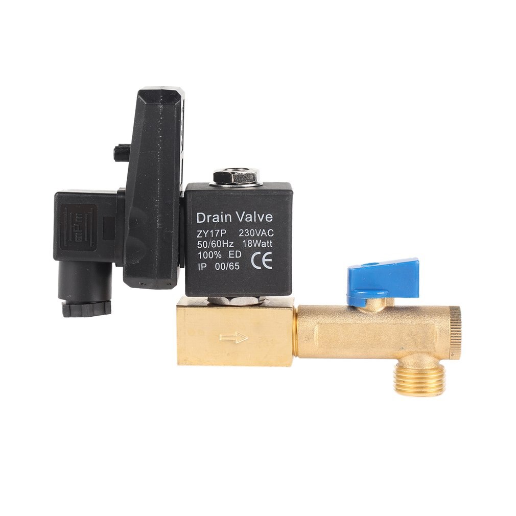 Electronic Drain Valve Timed Gas Tank Automatic Drain Valve 1/2" Port AC 220V 2-way Brass Valve for Air Compressor