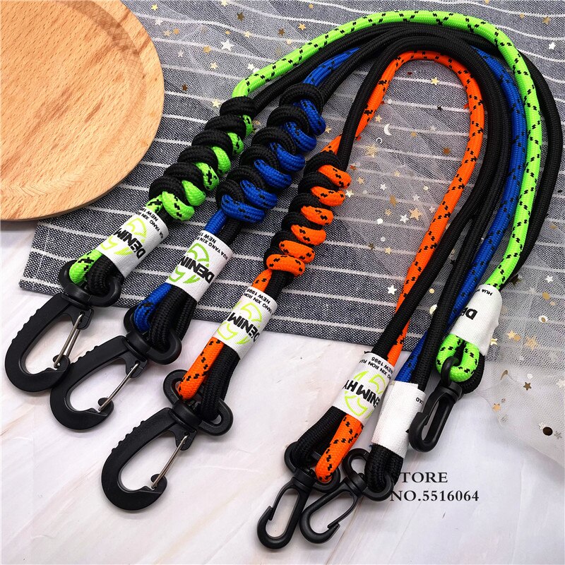 Multifunctional Buclke Fluorescent Color Phone Case Rope Braided Lanyard For Key Climbing Hook/Bag Decoration Strap Keychain