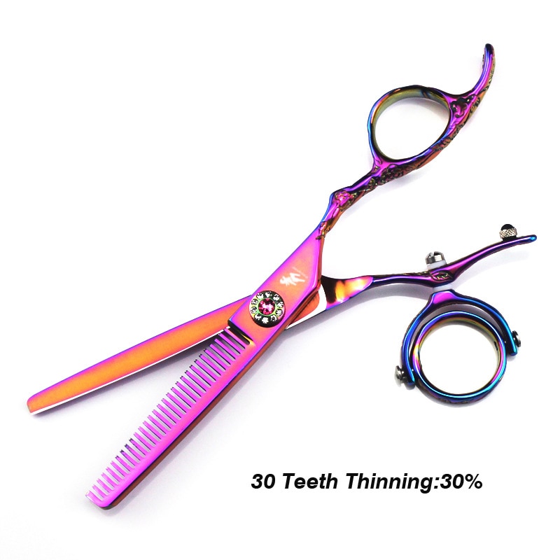 6" swivel scissors fly scissors hairdressing barber swivel shears 720 degrees Rotary handle thumb shears flying shears rotary