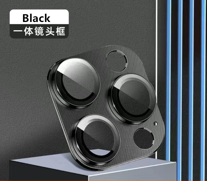 Protezione della fotocamera in metallo per iPhone 16 pro Max 16pro 16più15 14 pro Max Custodia in lega Lente posteriore Copertura in vetro temperato Tappo protettivo: nero / Bundle3