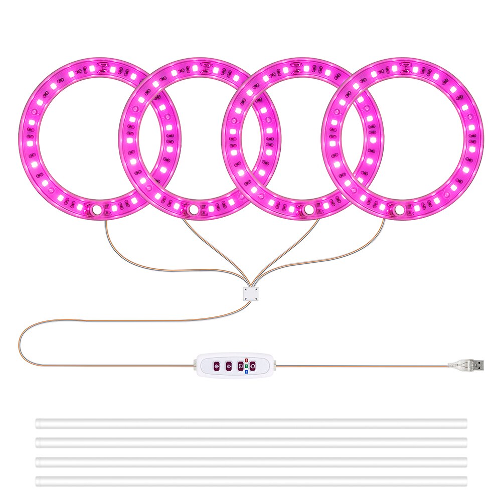 Volledige Spectrum Lamp Led Grow Light Phyto Lamp Voor Planten Lamp Groeilicht Hydrocultuur Verlichting Usb Greenhouse Indoor Bloem Zaad: Pink light-4 heads