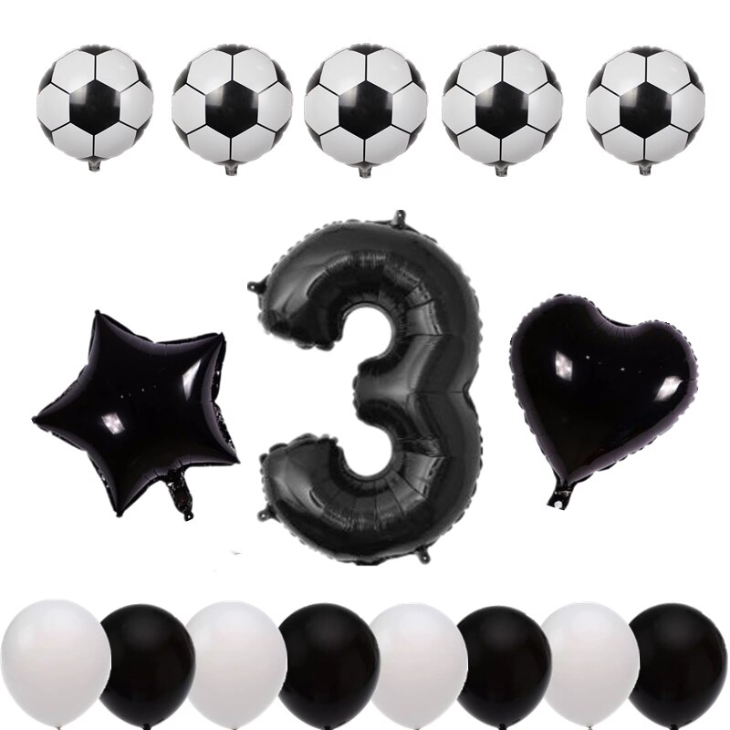 16 Uds 10 pulgadas Mini globo de fútbol Set 0-9 Número forma de estrella y corazón globos de aluminio DIY niños Baby Shower decoración de de cumpleaños