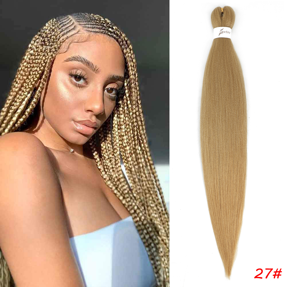Pre Stretched Braiding Hair Soft Yaki Straight Synthetic Extensions Crochet Braids SOKU Synthetic Braiding Hair For Braids Twist: #27 / 4Pcs/Lot
