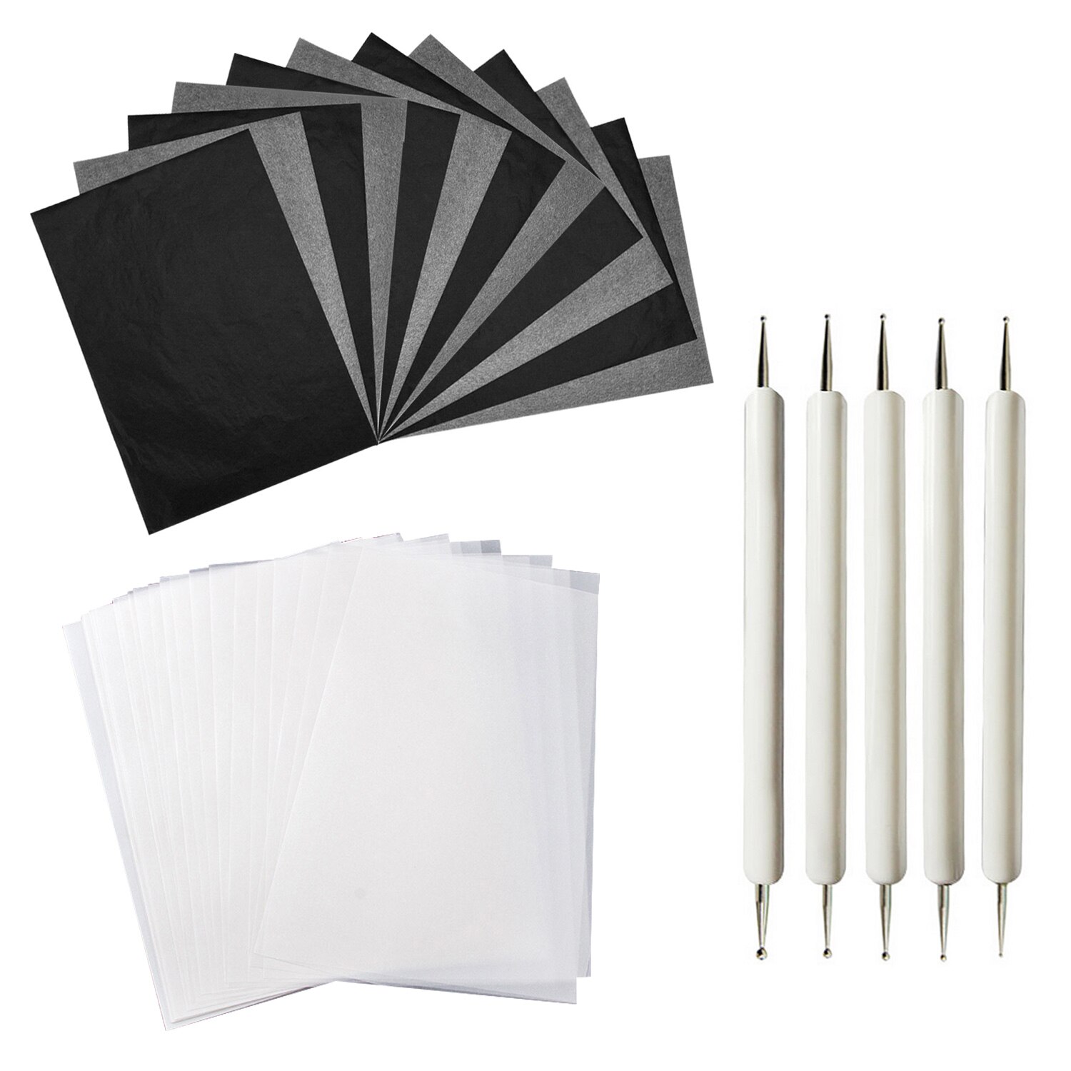 100 Sheet A4 Reusable Carbon Transfer Papers 50 Sheet Tracing Papers 5PCS Embossing Stylus for Canvas Wood Glass Ceramic