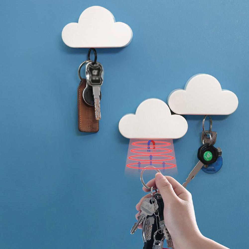 Cloud Sleutelhouder Cloud Vorm Magnetische Sleutel Muur Haken Veilig Toetsen Opslag Veilig Thuis Muur Gemonteerde Rack h9Y0