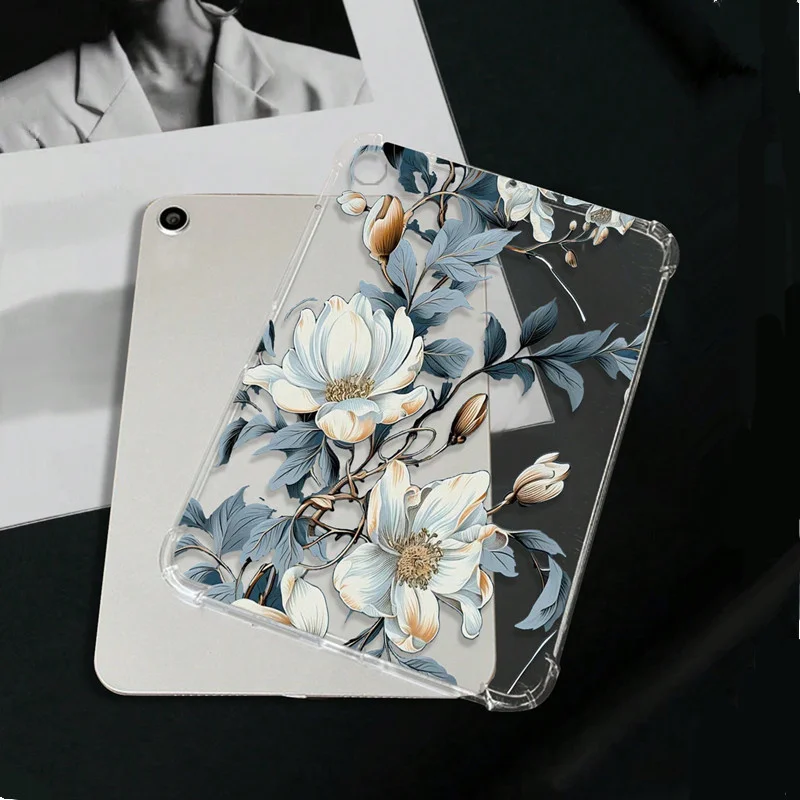 For Ipad Air 5 4 10th 10.9 Case ipad air 11 Pro 11 10.5 9.7 Cover 10.2 7th 8th 9th Gen Blue Leaf Flower Branch Painted Shell