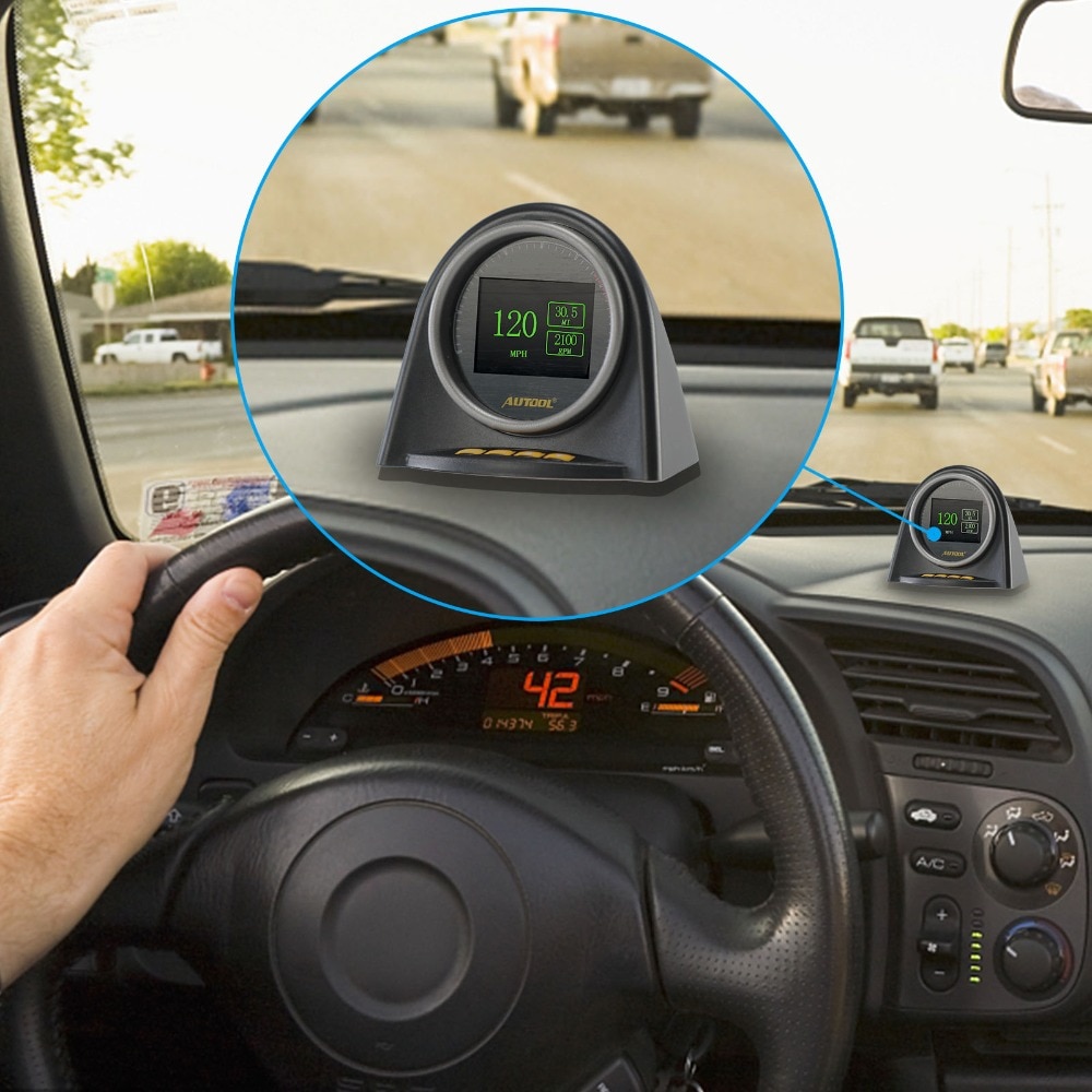 AUTOOL X70 Pantalla de cabeza para coche OBD2, medidor de cabeza para Auto HUD, velocímetro de temperatura automotriz, escáner de código de diagnóstico OBDII completo