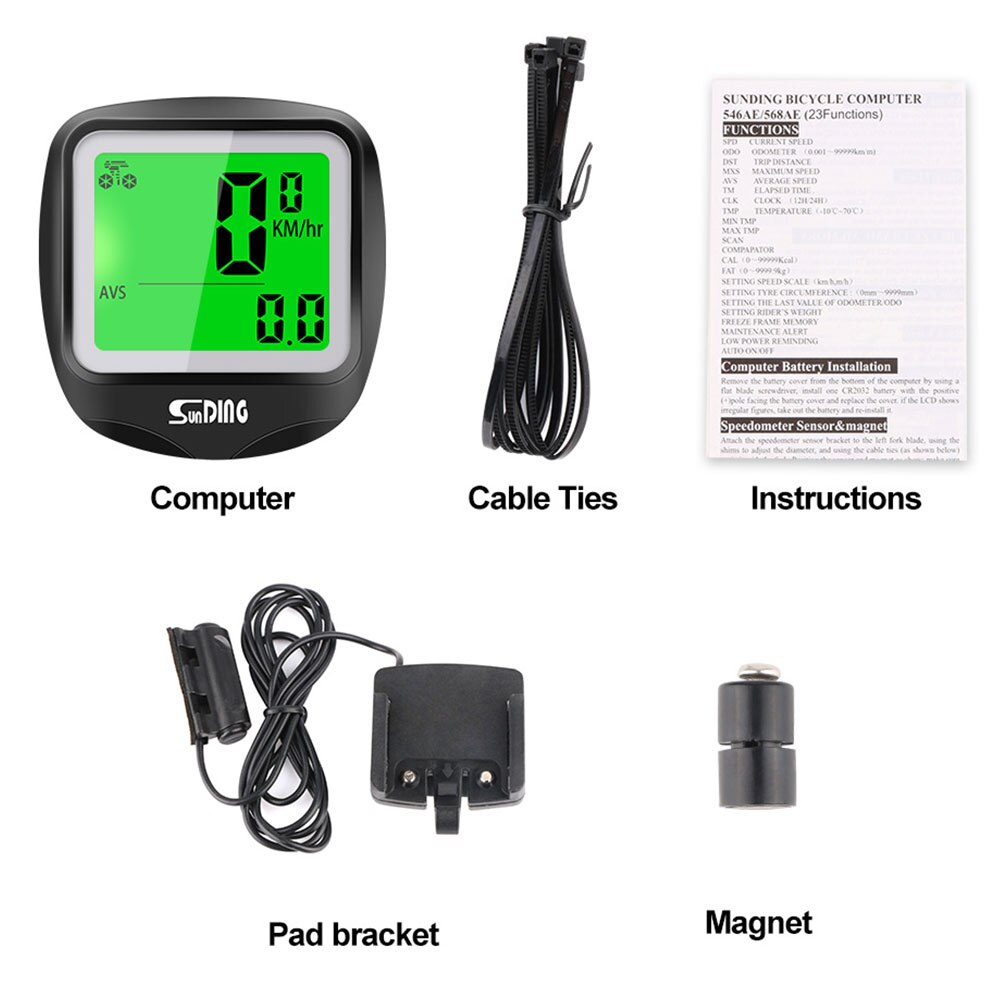 LISM 23 Function Bike Computer Cycling Computers Wired Bicycle Speedometer Waterproof Stopwatch Odometer LCD Backlight