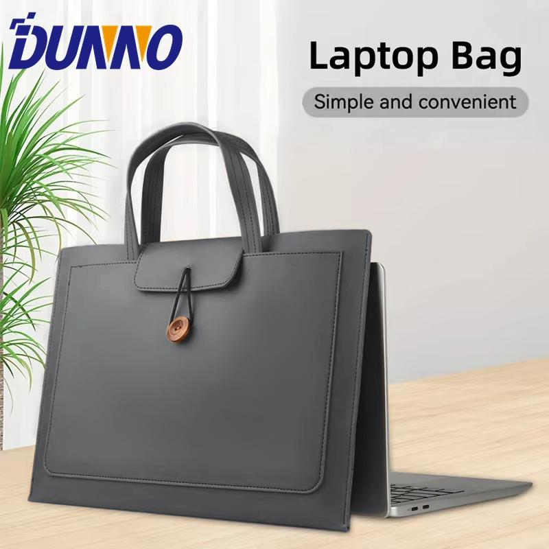 Pu-skinnveske for kvinner, bærbar pc-veske, bæreveske til macbook air 15- tommers, 16- tommers håndvesker for menn, skulderveske