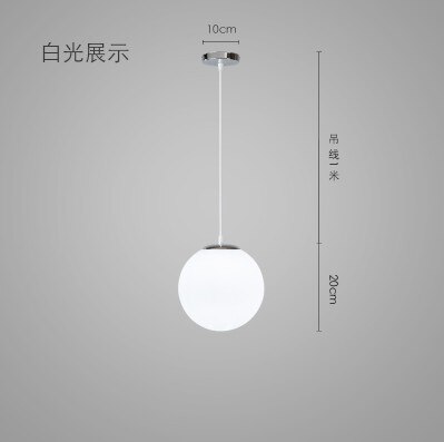 Moderna glaskula pendellampor vit klot hängande lampor bar restaurang deco armatur sovrum armatur pendellampa led: Dia -20cm
