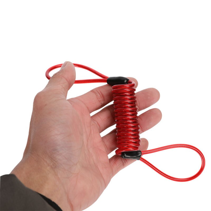 Serrure avec corde en ressort pour scooter,rappel de sécurité, câble anti-vol, à disque, moto, casque de bicyclette, outils pour avertissement, 4 mm, 1.2 m,