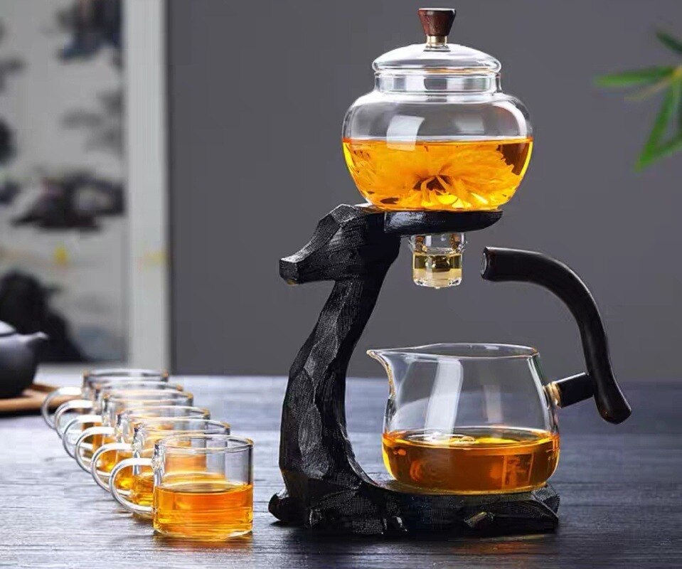 XIALON Service à thé automatique en verre avec théière magnétique pour la maison Kung Fu XIALON Service à thé automatique en verre avec théière magnétique pour la maison Kung Fu
