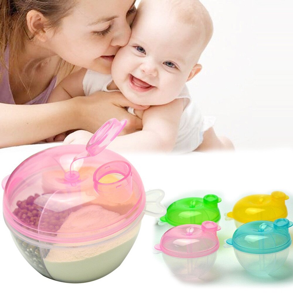 Tre-gitter madæske bærbar baby spædbarn rejse mælkepulver dispenser beholder fodring kasse blandebeholder mad opbevaring #40