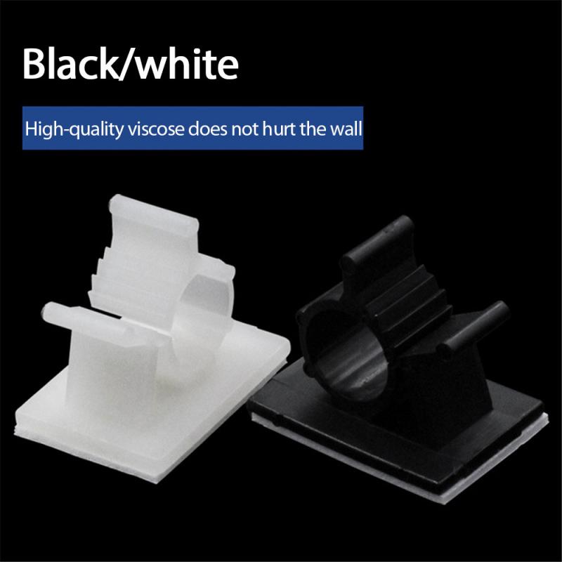 100pcs Self-adhesive Car Wire Clip Fixer Holder Cable Holder Rectangle Plastic Mount Clamp Network Office Cable Home Supplies
