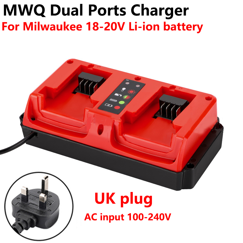 chargeur Portable à double Ports pour batterie au Lithium Milwaukee 18V-20V Rechargeable 48-11-1815 48-11-1820 48-11-1830 chargeur rapide: green