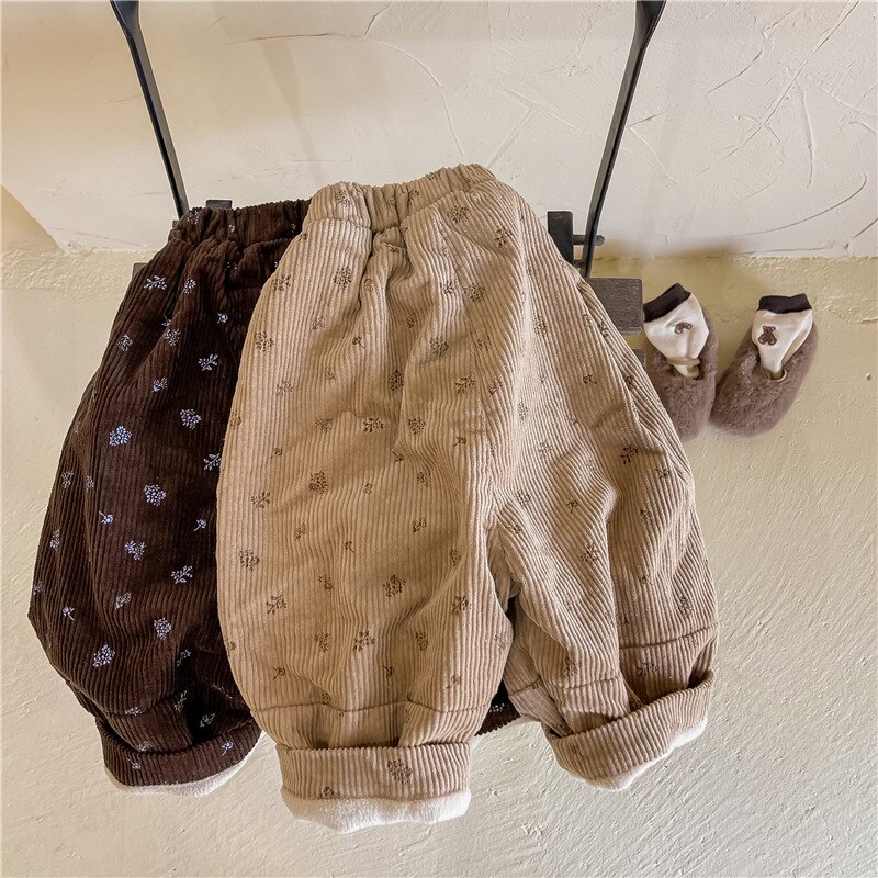Honeycherry Kinderen Winter Kleding Kinderen Koreaanse Corduroy Plus Fluwelen Casual Broek Meisjes Winter Harembroek