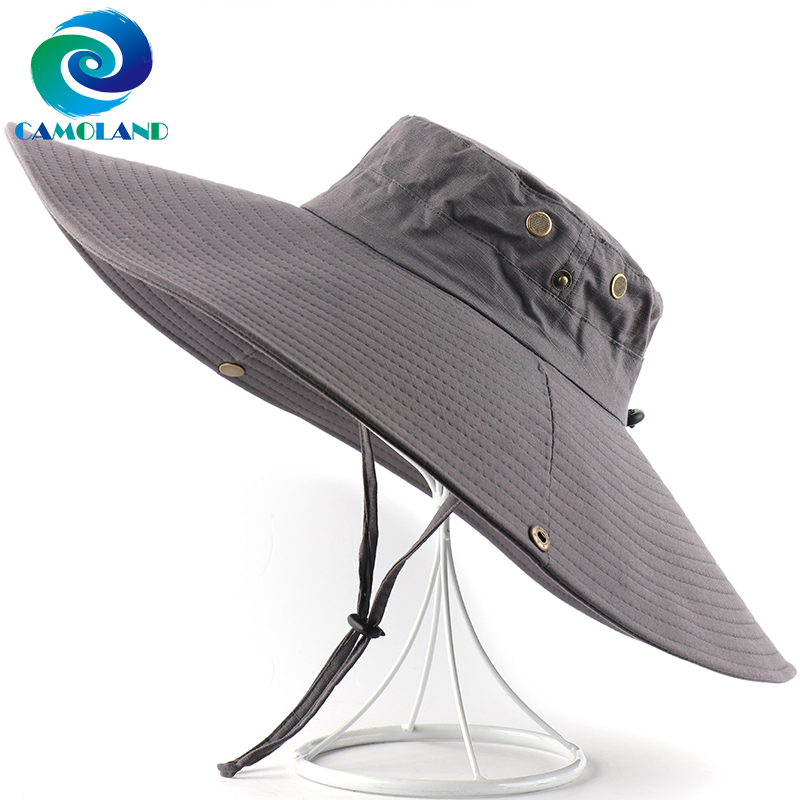CAMOLAND UV Protection Sun Hat For Men Women 16cm Super Long Wide Brim Bucket Hat Outdoor Breathable Fishing Hiking Boonie Caps