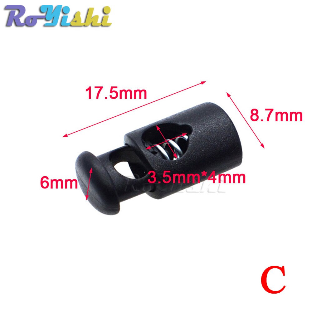 100 Stks/pak Cord Lock Toggle Clip Stopper Plastic Black Voor Tassen/Kleding: C0012-B1
