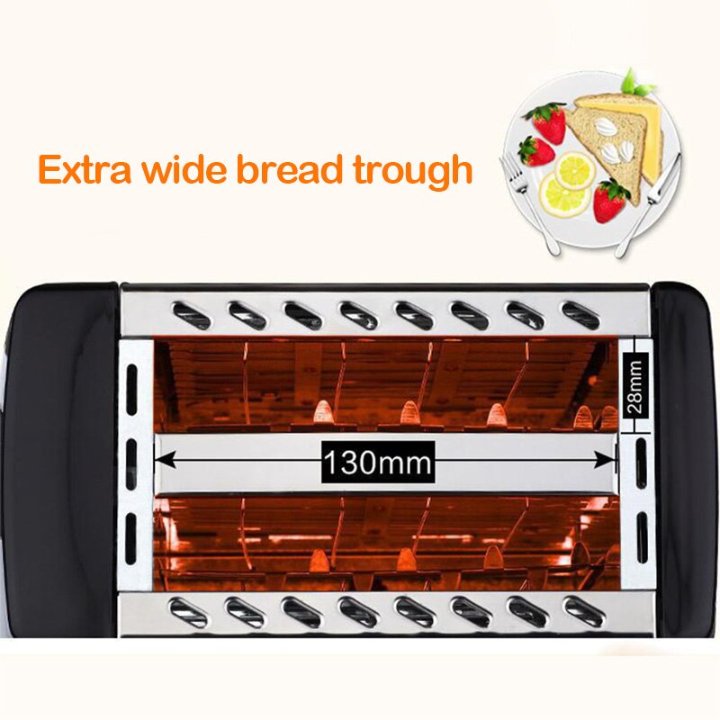 750W Electric Toaster Stainless Steel Automatic Bread Toasters Oven Baking Toaster Machine Home Kitchen Breakfast Sandwich Maker