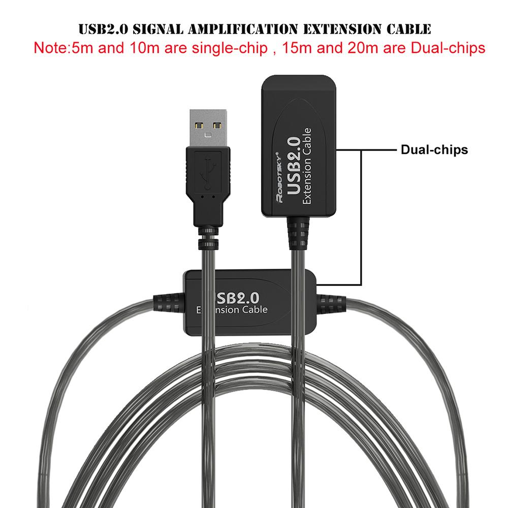 5/10/15/20 M USB 2.0 Extension Cable Single/Dual Signal Amplification Connected Wireless LAN Speed Data Line for Win 7 8 10 Mac