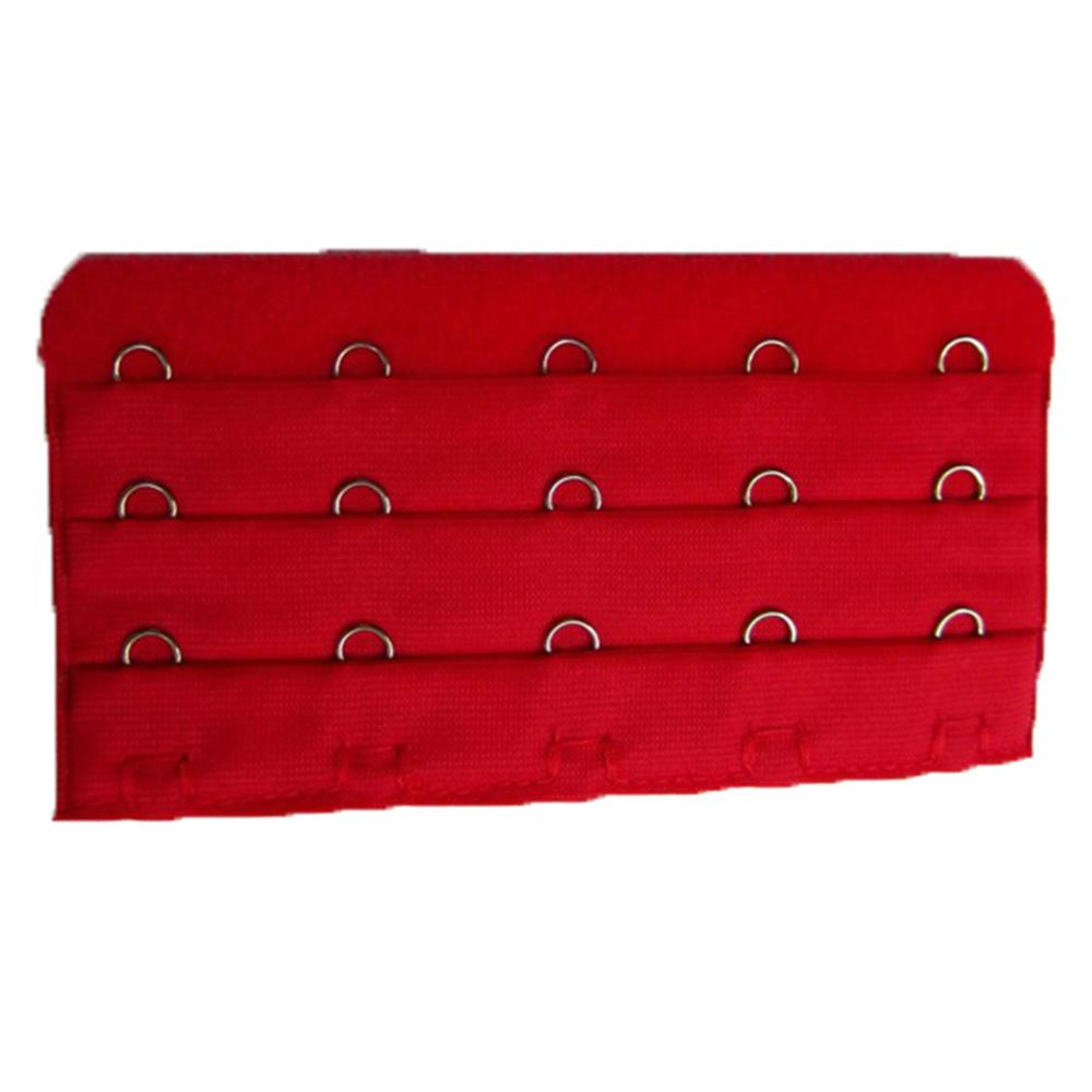 3 Rows 5 Hooks Bra Clasp Women Bra Extender Extension Clip On Strap Bra Lengthened Buckle Hooks: Red