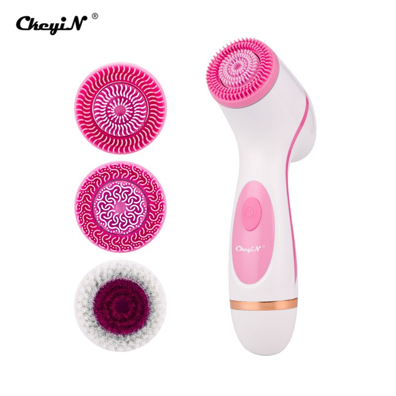 Limpiador Facial eléctrico 3 en 1, máquina limpiadora de rostro y poros de la piel, masaje de limpieza corporal, herramientas de limpieza: Rosa